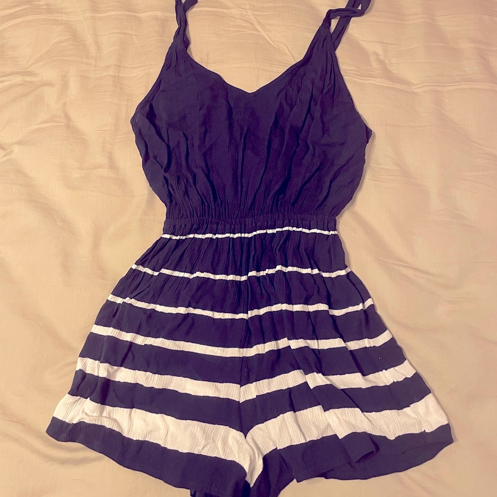 Navy and white romper